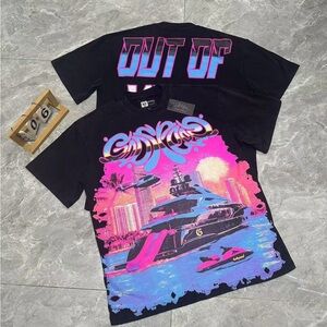 Black Graphic Tee with Vibrant Design